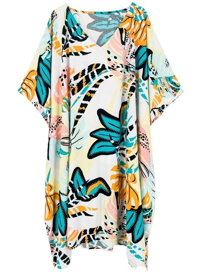 Moss Rose Women's Beach Cover up Swimsuit Kimono Cardigan with Floral Print - Image 2